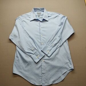 Madison Men's Blue Dress Shirt Button Up Slim Fit Size 16 32/33 Long Sleeve